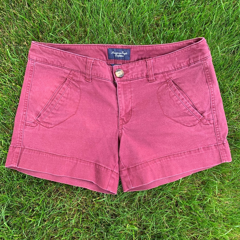 American Eagle Burgundy Short Shorts
